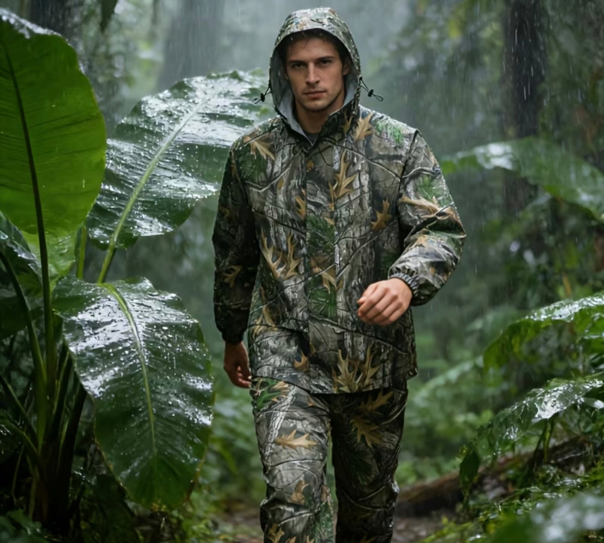 Conjunto Traje Impermeable Camuflaje Táctico Camping Caza Pesca Senderismo Lluvia Selva