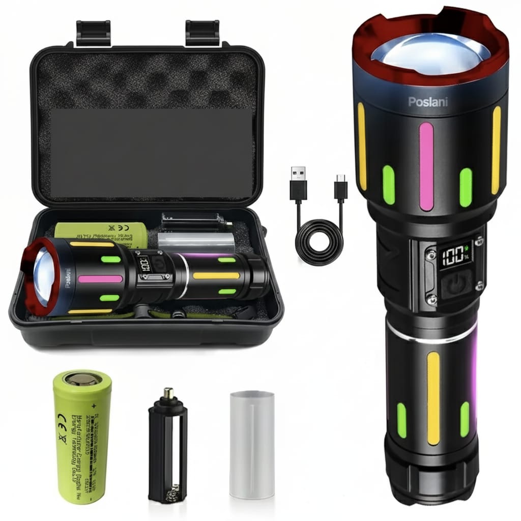Linterna Táctica LED Profesional Multifuncional Impermeable Recargable Zoom Camping Noche Oscuridad