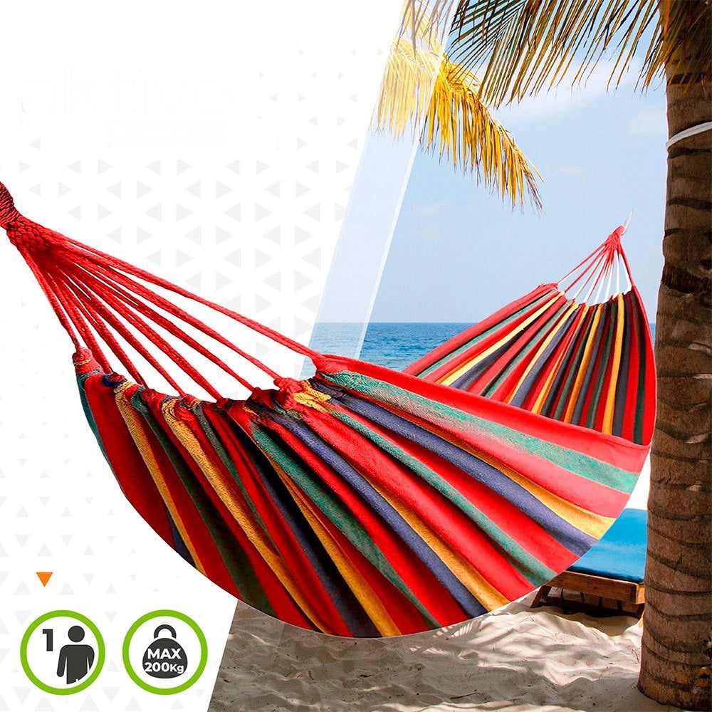 Hamaca playera 200kg bicolor descanso jardín aire libre exterior patio vacaciones camping