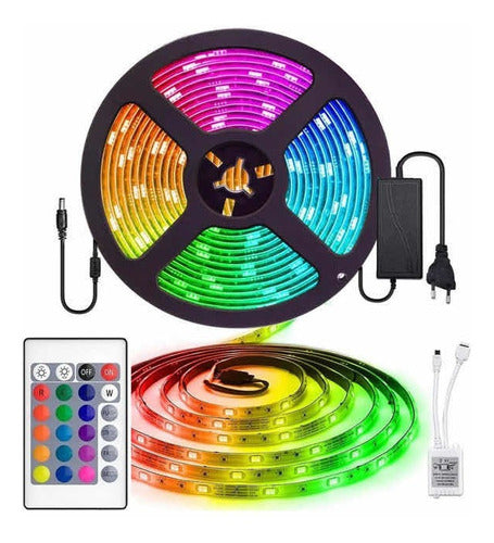 Cinta tira Led 5m RGB luces colores control remoto varios modos decoración tv dormitorio auto carro