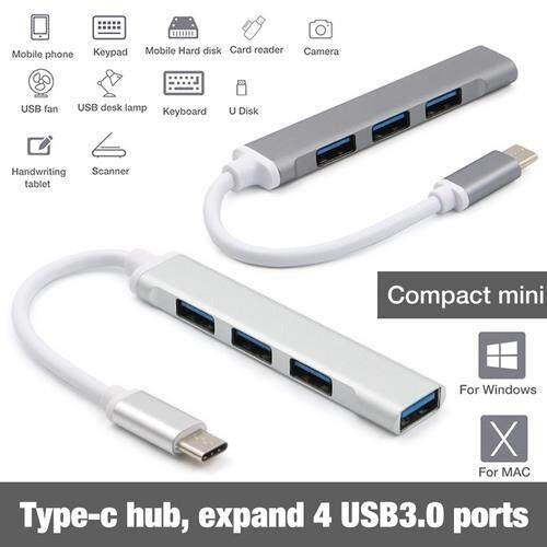 USB-C Hub 4 en 1 Adaptador USB Tipo C 3.0 para Mac Samsung Teléfono móvil Carga Datos Laptop