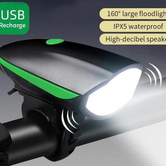 Foco/luz Led Recargable con bocina/pito bicicleta waterproof varios niveles ciclismo deporte noche