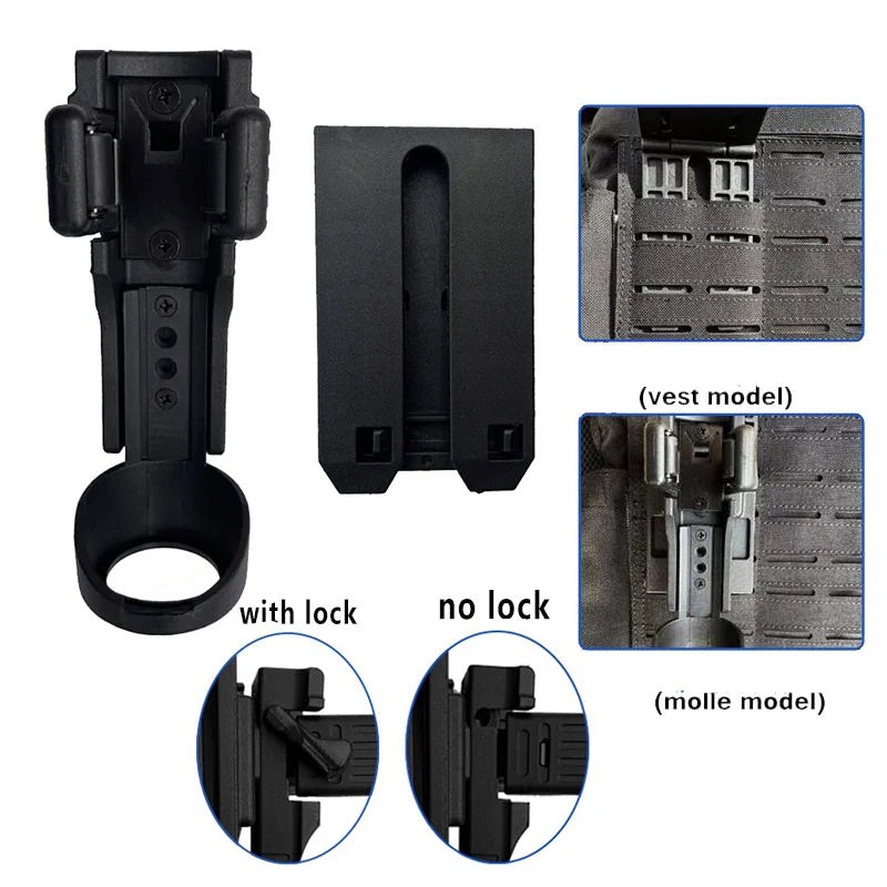 Porta universal ajustable polímero gas+linterna+tolete seguridad trabajo policia guardia protección