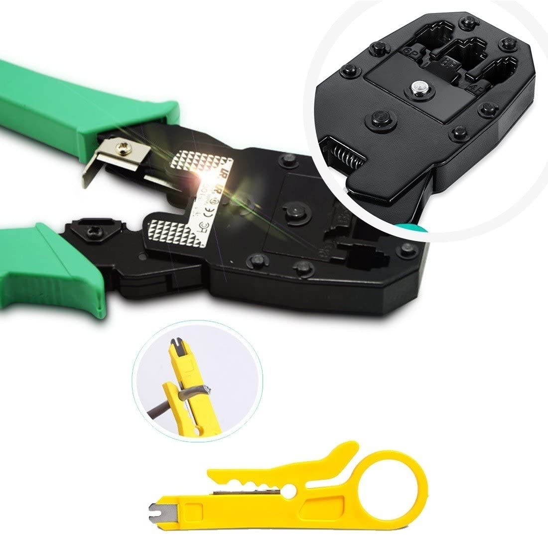 PINZA PONCHADORA DE RED LAN 3 EN 1 CON PELA CABLE ETHERNET UTP RJ45 RJ11 RJ12