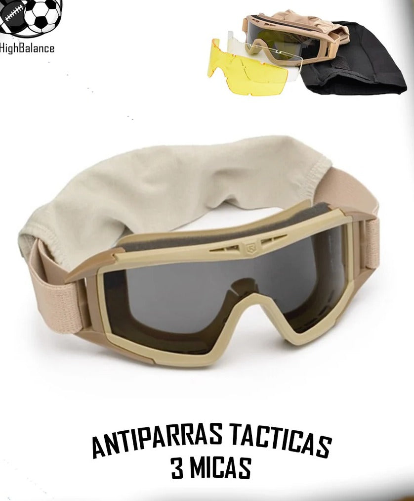 Gafas tácticas con 3 lentes y estuche para Airsoft protección viento polvo policía militar moto