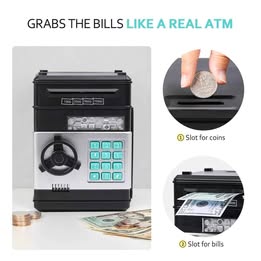 Alcancía Cajero Monedero Caja Fuerte con Contraseña para Billetes y Monedas