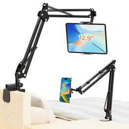 Soporte Brazo Ajustable Giratorio de Metal para Tablet iPad Mesa Escritorio Trabajo Oficina Multiuso
