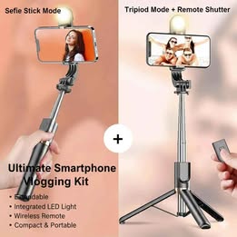 Trípode Palo Selfie con Luz  Portátil para Celular Fotos Viajes Videos
