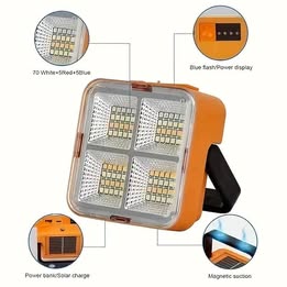 Lámpara Linterna Solar Led Portátil Recargable Reflector con Powerbank y  Luces de Emergencia
