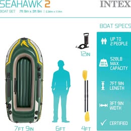 Barco Bote Inflable Intex Seahawk 2 Set Kit Capacidad 240kg Incluye Bomba de Inflar y Remos