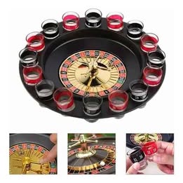 Juego de Ruleta de Shots 16 Vasos de Cristal para  Fiesta Diversión Amigos