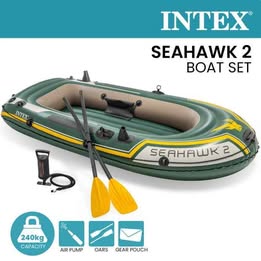 Barco Bote Inflable Intex Seahawk 2 Set Kit Capacidad 240kg Incluye Bomba de Inflar y Remos