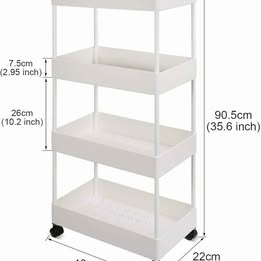 Estante Organizador 4 Pisos con Ruedas Multiuso Dormitorio Baño Cocina Sala Biblioteca