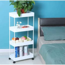 Estante Organizador 4 Pisos con Ruedas Multiuso Dormitorio Baño Cocina Sala Biblioteca