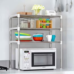 Estante Organizador de Cocina 3 Niveles Multiuso Microondas Horno Metálico Armable