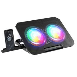 Ventilador Cooler Soporte Pedestal para Computadora Laptop y Celular  RGB con 2 Ventiladores