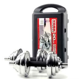 Juego de Mancuernas Pesas Discos de Acero Cromado 20kg con Maletín Portátil Ajustables Ejercicio Gym
