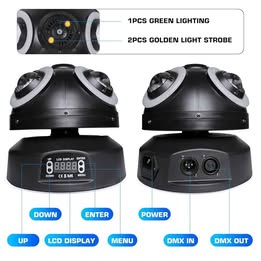 Luz Giratoria Cabeza Móvil RGB 4en1 LED Rotacion Infinita Activación por Sonido DJ Discoteca Fiestas