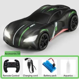 Carro Auto Eléctrico Control Remoto Acrobático Luces LED Vapor Juguete Niños