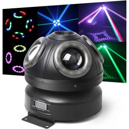 Luz Giratoria Cabeza Móvil RGB 4en1 LED Rotacion Infinita Activación por Sonido DJ Discoteca Fiestas
