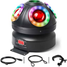 Luz Giratoria Cabeza Móvil RGB 4en1 LED Rotacion Infinita Activación por Sonido DJ Discoteca Fiestas
