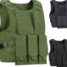 Chaleco Táctico Despliegue Rápido Ajustable con Accesorios Porta Estuche Seguridad Protección Airsof