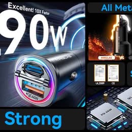 Cargador para Auto Carro 100w Carga Rápida Aluminio Tipo C y USB