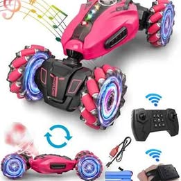 Carro Auto Acrobático 4x4 con Luces LED y Vapor Recargable  Doble control Remoto Manilla Mando