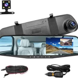 Espejo Retrovisor Smart  Doble Camara Dvr Delantera Tracera Frontal Retro Auto Carro Vehículo