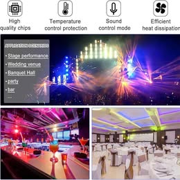 Luz Giratoria Cabeza Móvil RGB 4en1 LED Rotacion Infinita Activación por Sonido DJ Discoteca Fiestas
