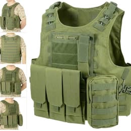 Chaleco Táctico Despliegue Rápido Ajustable con Accesorios Porta Estuche Seguridad Protección Airsof
