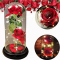 Flor Rosa Roja  Eterna con Luz LED y Cúpula Romántica Amor Regalo San Valentín Novios Aniversario