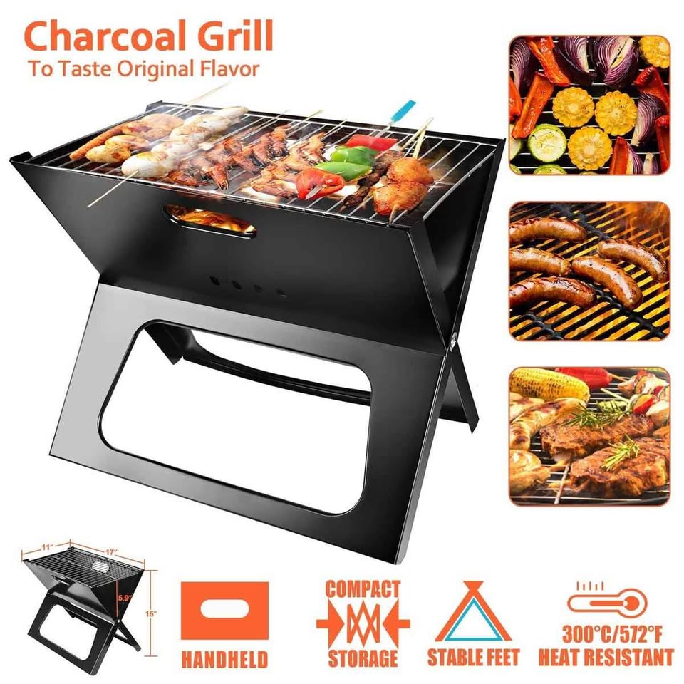 Parrilla Plegable Portátil Camping Acero Inoxidable Senderismo Viaje Pesca Aire Libre Picnic