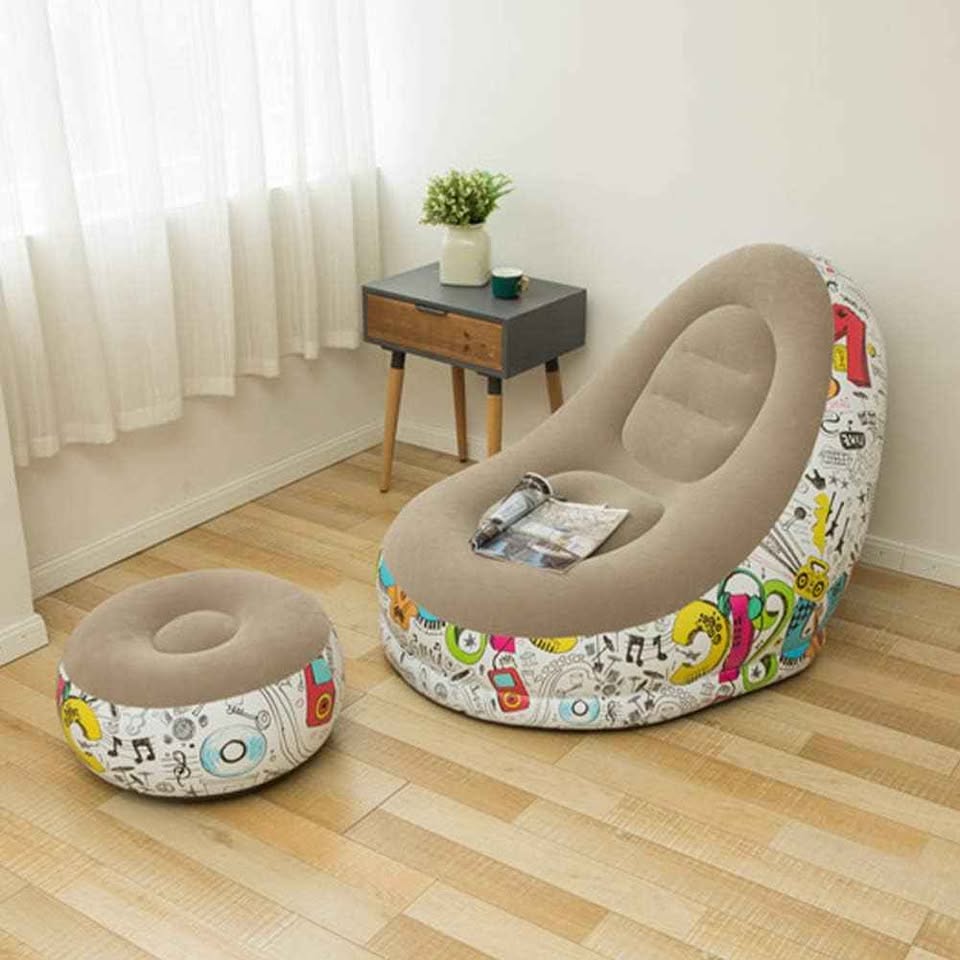 Kit Sofá Sillón Inflable Set con Banco Descanso Sala Star Dormitorio Peluquería Aire Libre Exterior
