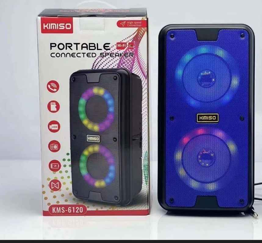Parlante Altavoz Recargable Kimiso Luces LED Multifuncional Bluetooth Radio USB MicroSD