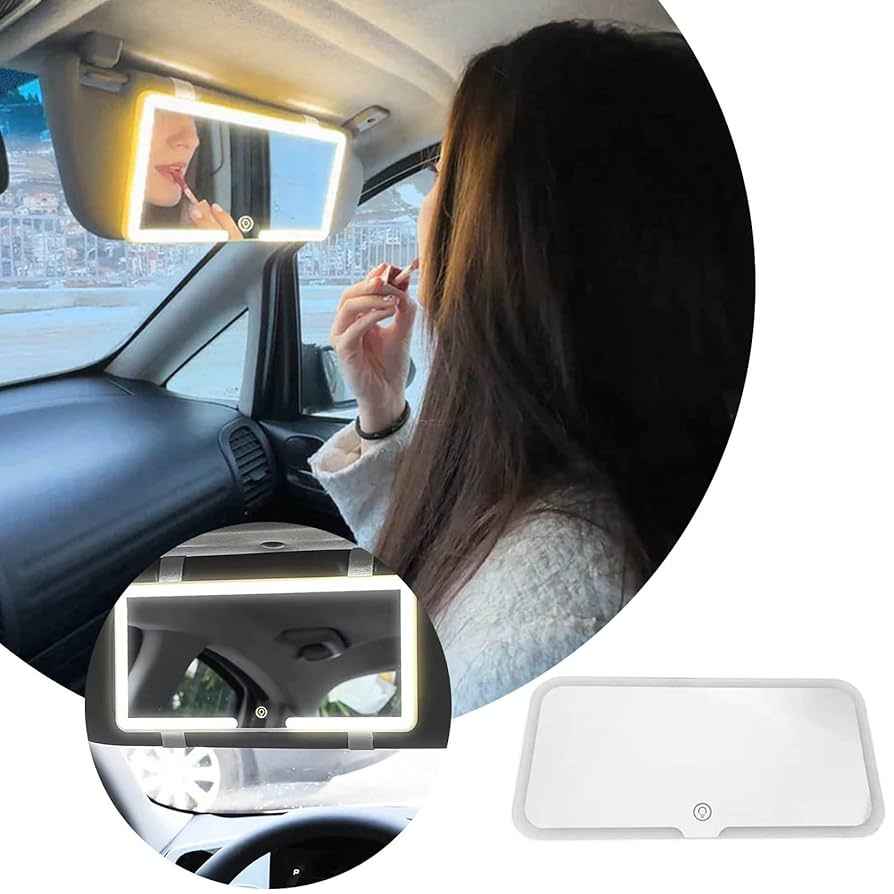 Espejo Luz LED Recargable para Auto Tocador Maquillaje Carro Coche Vehículo