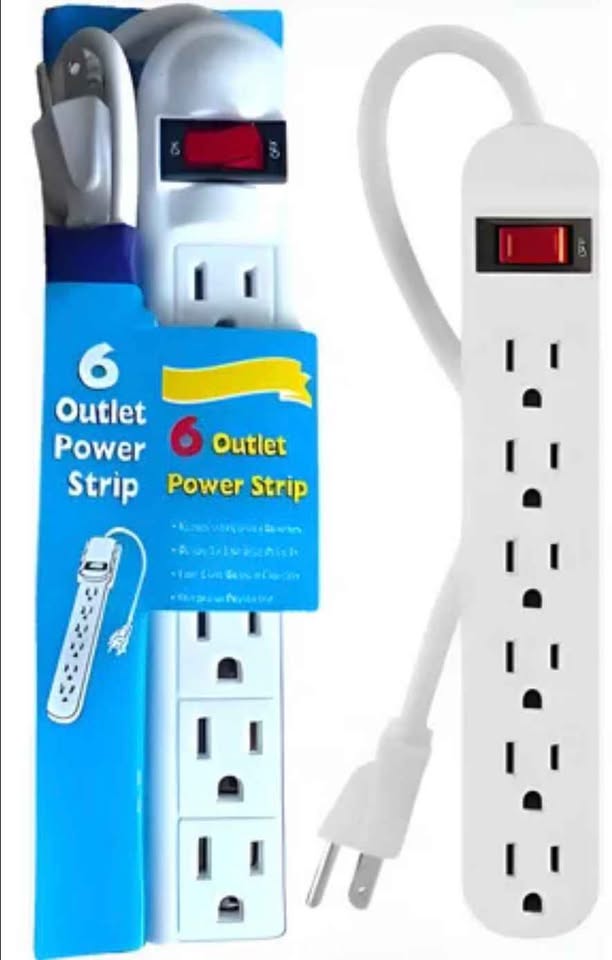 Regleta Extensión 6 puertos Enchufe con Cable Multiuso Estudio Trabajo Dormítorio Electrónica