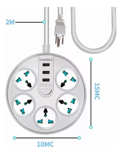 Extensión usb enchufe multifuncional 8 servicios europeo Celular tomacorriente oficina estudio