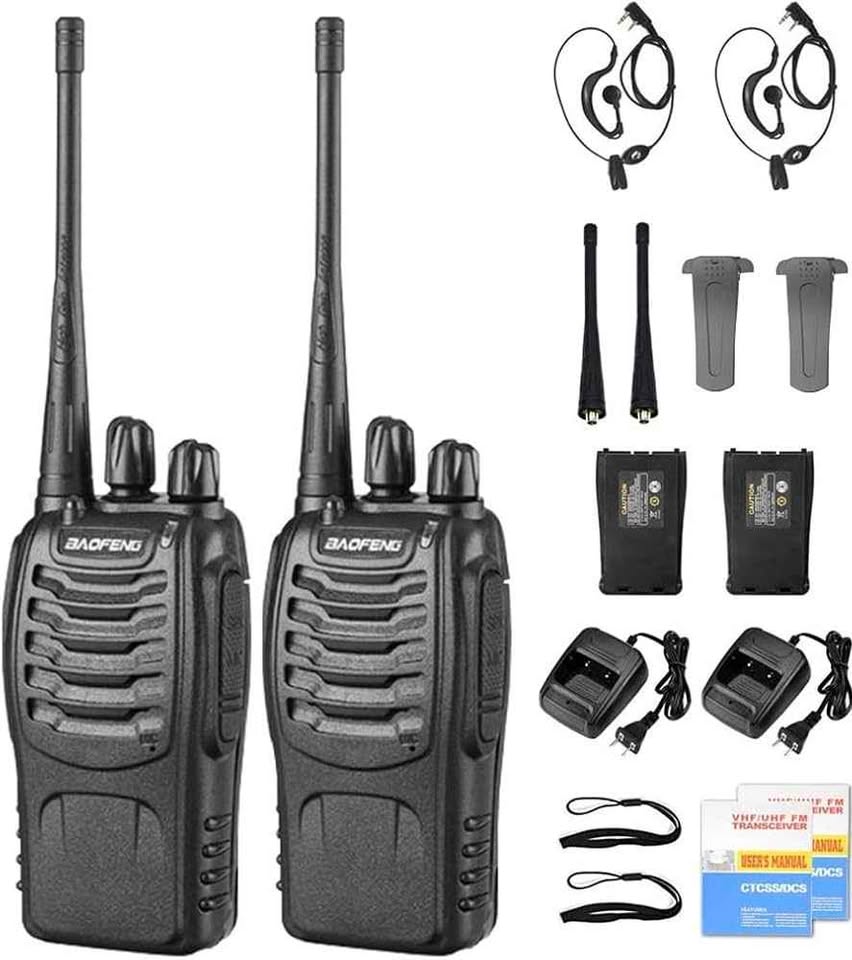 Kit Radio Transmisor x 2 Walkie Talkie con Audifonos Moto Camping Intercomunicador Guardia Seguridad
