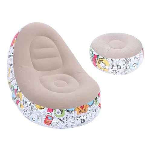 Kit Sofá Sillón Inflable Set con Banco Descanso Sala Star Dormitorio Peluquería Aire Libre Exterior