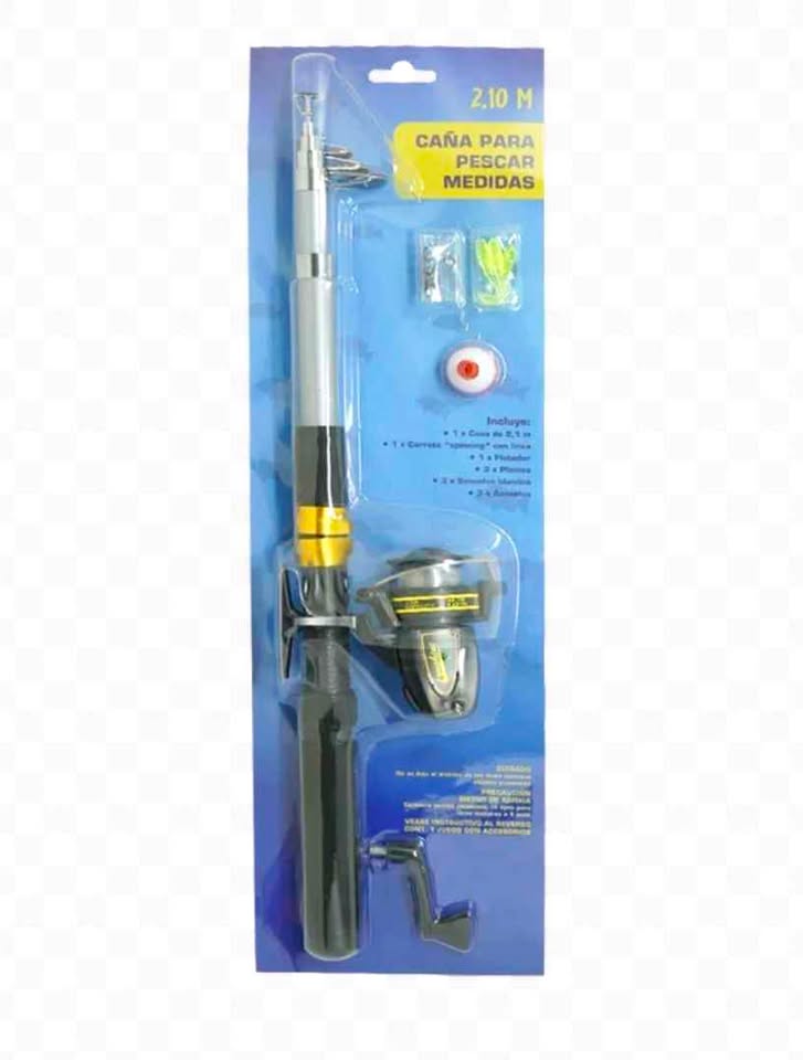 Caña de Pescar 210cm + Carrete+Plomo+Anzuelos+Señuelo Kit de Pesca Camping Senderismo