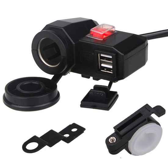 Cargador Adaptador para Moto 12v Con Puertos USB Cigarrera Para Moto Toma de Encendedor Auto