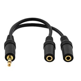 Cable Adaptador Audio Estereo Macho 3.5mm a Dos 3.5 Hembra