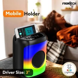 Parlante Altavoz 3” Recargable USB Luces LED  Bluetooth Radio Microsd Fiesta Musica Baile Celular