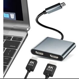 Adaptador Convertidor Hub USB-C a HDMI Dual   4K Multiuso Duplicador de Pantalla Bar Disco Restauran