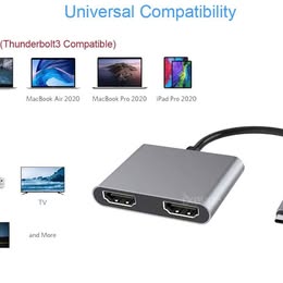 Adaptador Convertidor Hub USB-C a HDMI Dual   4K Multiuso Duplicador de Pantalla Bar Disco Restauran