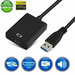 Adaptador Convertidor USB a HDMI Multiuso Laptop TV Computadora PC Pantalla Trabajo Películas Series