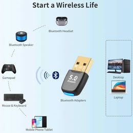 Adaptador Bluetooth USB 5.1 Multifuncional Computadora Laptop Auto Minicomponente Carro Radio Mause