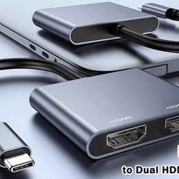 Adaptador Convertidor Hub USB-C a HDMI Dual   4K Multiuso Duplicador de Pantalla Bar Disco Restauran
