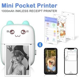 Mini Impresora Portátil Térmica Recargable USB  para Niños Multiuso Bluetooth